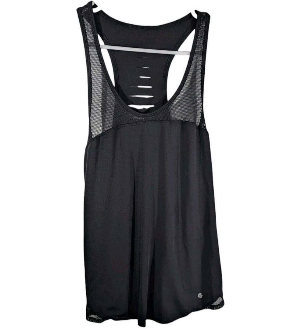 Black Slitted Back Racerback Tank Top Womens Medium Sleeveless Bally Workout